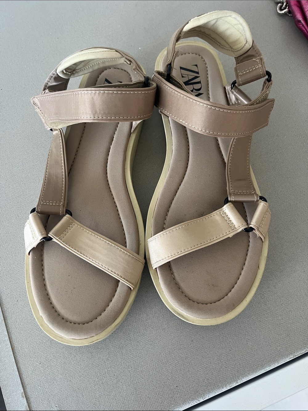 Zara size 41 Velcro Sandal. Comfortable beige, no defects.